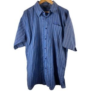 Fubu 1x blue plaid top shirt mens button up top short sleeve